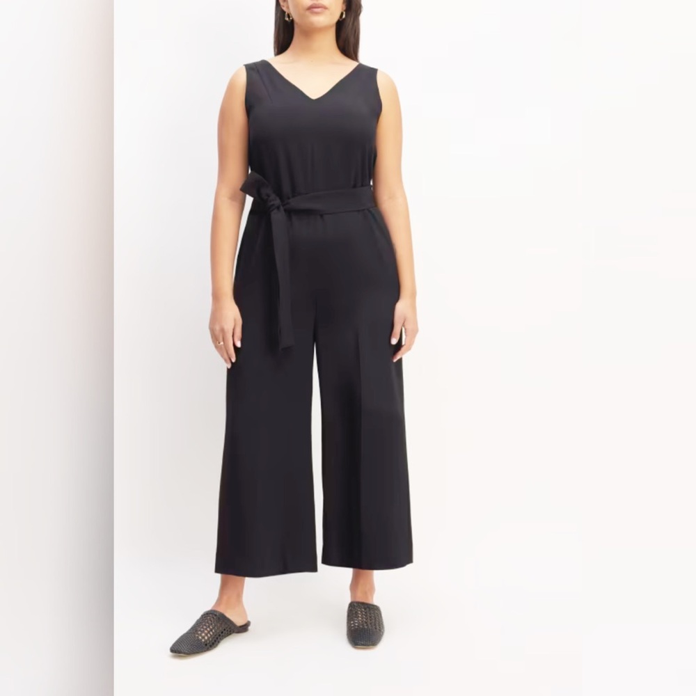 Everlane Black Sleeveless V-Neck Wide-Leg Jumpsuit